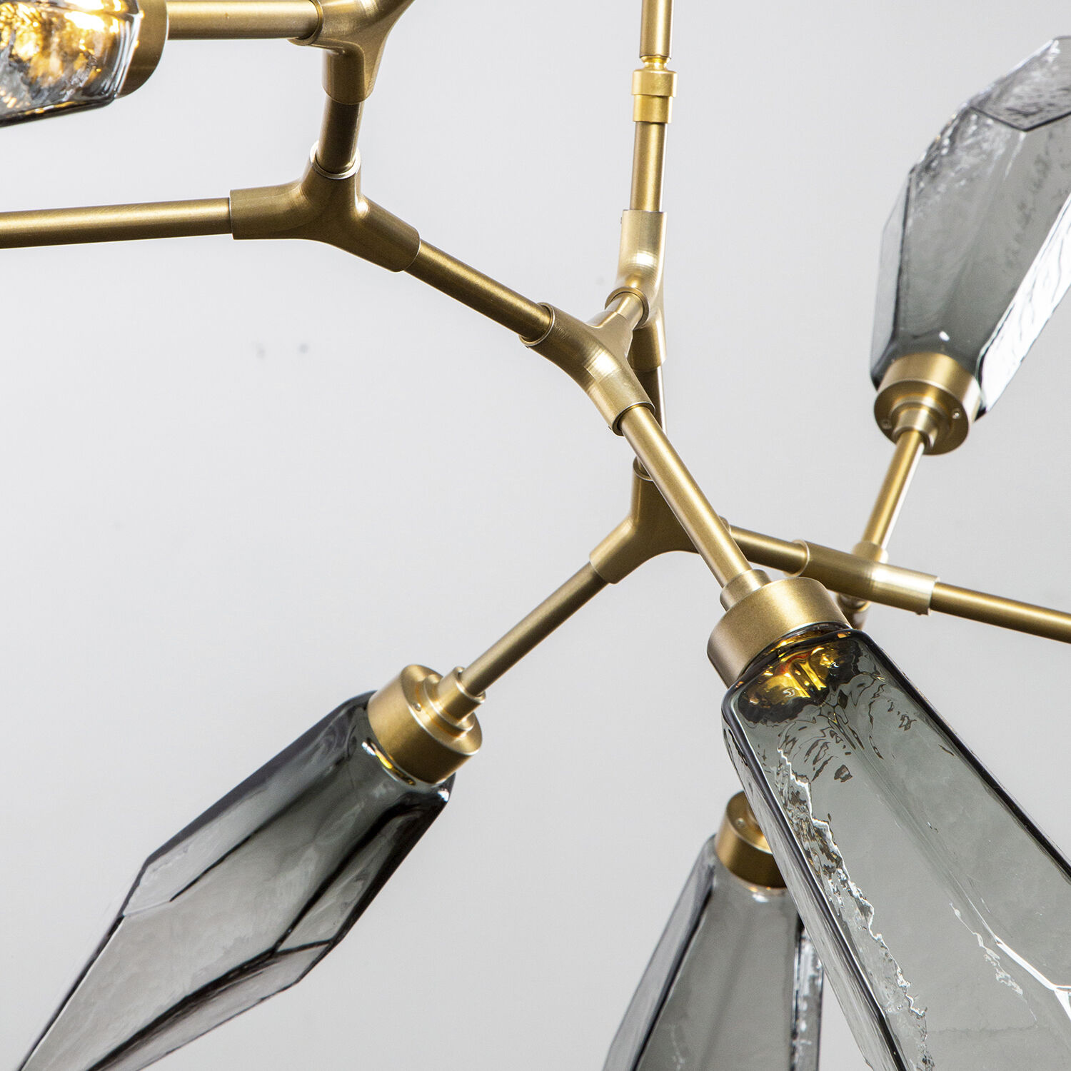 Rock Crystal LED 52.6 inch Classic Silver Linear Pendant Ceiling Light in Chilled Amber, 2700K LED, Modern Branch